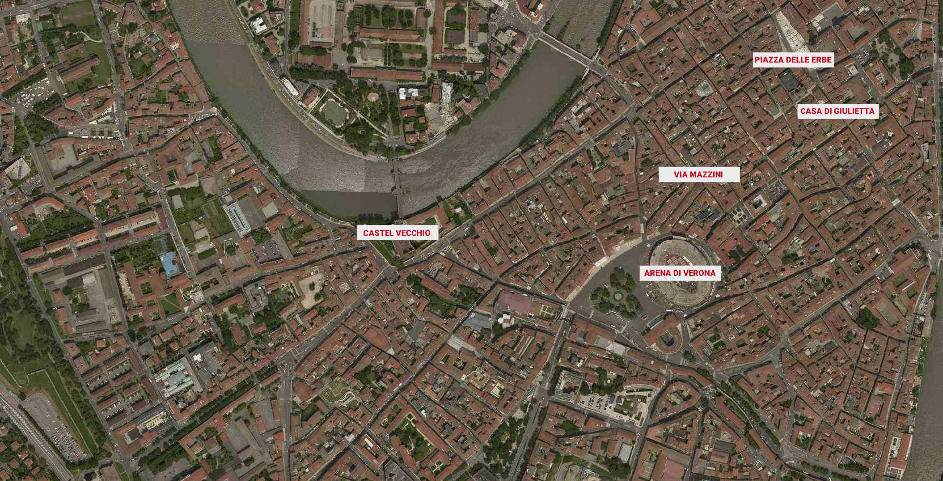Mappa città di Verona con indicazione posizione appartamenti PAT